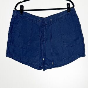 Tommy Bahama Linen Drawstring Shorts Blue Women's Size 16
